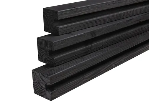 Sleufpaal Douglas hout (eindpaal) 110x110mm zwart geïmpregneerd (gedompeld)
