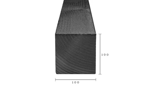 Paal Douglas hout 100x100mm fijnbezaagd zwart geïmpregneerd (gedompeld)