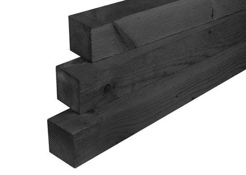 Paal Douglas hout 100x100mm fijnbezaagd zwart geïmpregneerd (gedompeld)