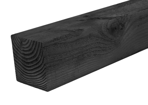 Paal Douglas hout 120x120mm fijnbezaagd zwart geïmpregneerd (gedompeld)