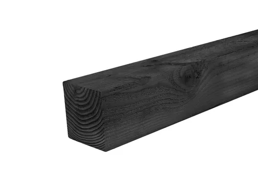 Paal Douglas hout 120x120mm fijnbezaagd zwart geïmpregneerd (gedompeld)