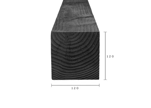Paal Douglas hout 120x120mm fijnbezaagd zwart geïmpregneerd (gedompeld)