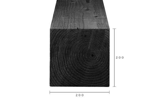 Paal Douglas hout 200x200mm fijnbezaagd zwart geïmpregneerd (gedompeld)