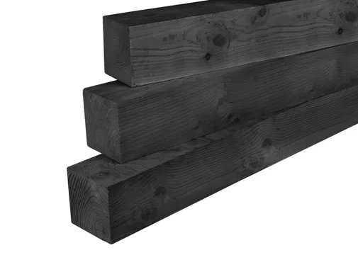 Paal Douglas hout 200x200mm fijnbezaagd zwart geïmpregneerd (gedompeld)