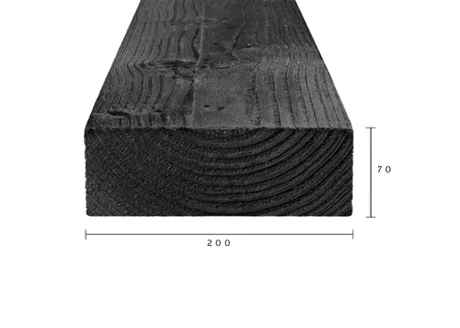 Balk Douglas hout 70x200mm fijnbezaagd zwart geïmpregneerd (gedompeld)