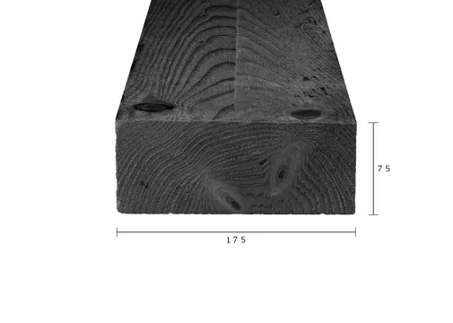 Balk Douglas hout 75x175mm fijnbezaagd zwart geïmpregneerd (gedompeld)