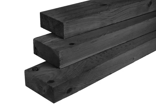 Balk Douglas hout 75x175mm fijnbezaagd zwart geïmpregneerd (gedompeld)