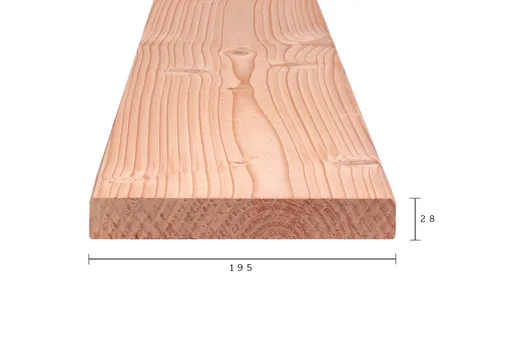 Vlonderplank Douglas hout 28x195mm geschaafd (zonder ribbels) 