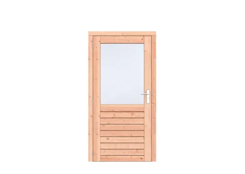 Deur Douglas hout 6-ruits Prestige linksdraaiend - buitenmaat 108x209cm met RVS deurbeslag