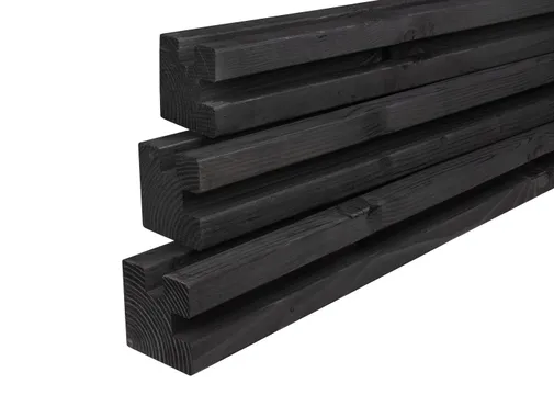 Sleufpaal Douglas hout (hoekpaal) 110x110mm zwart geïmpregneerd (gedompeld)
