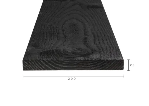 Potdekselplank Douglas hout 22x200mm bezaagd zwart geïmpregneerd (gedompeld) 