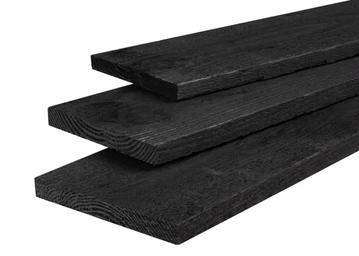 Potdekselplank Douglas hout 22x200mm bezaagd zwart geïmpregneerd (gedompeld) 