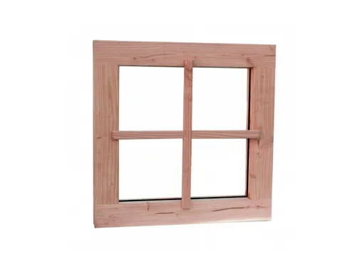 Vast raam Douglas hout buitenmaat 66,4x66,4cm dubbel glas zonder kozijn 