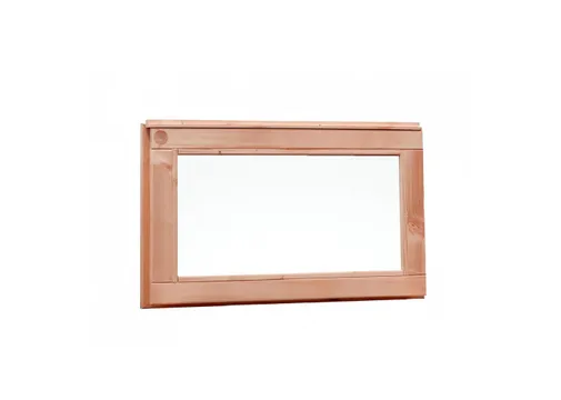 Vast raam Douglas hout buitenmaat 71,2x39cm met melkglas zonder kozijn