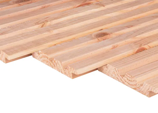 Triple Rhombus profiel Douglas hout 21x140mm (werkend 21x130mm) geschaafd