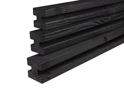 Sleufpaal Douglas hout (tussenpaal) 110x110mm zwart geïmpregneerd (gedompeld)