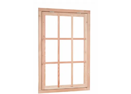 Uitzetraam Douglas hout buitenmaat 89,8x136,3cm met glas en kozijn