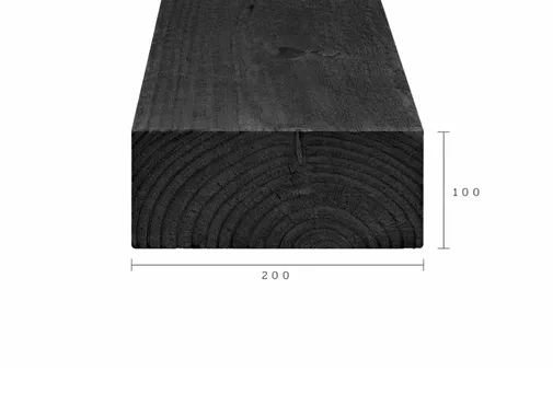 Balk Douglas hout 100x200mm fijnbezaagd zwart geïmpregneerd (gedompeld)