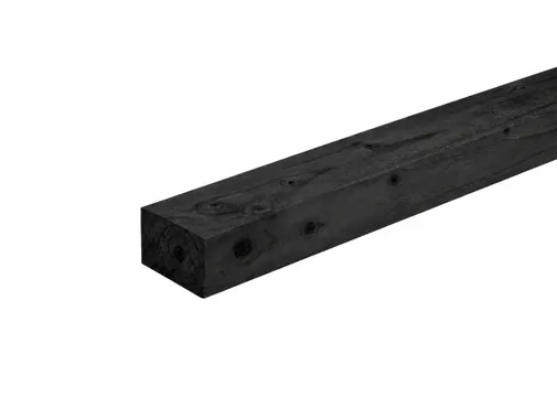 Regel Douglas hout 50x75mm fijnbezaagd zwart geïmpregneerd (gedompeld) 