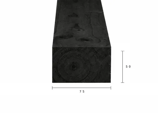Regel Douglas hout 50x75mm fijnbezaagd zwart geïmpregneerd (gedompeld) 