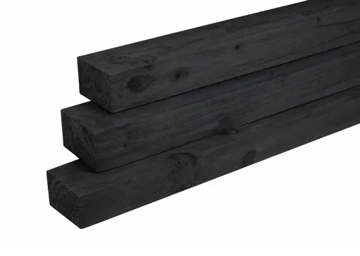 Regel Douglas hout 50x75mm fijnbezaagd zwart geïmpregneerd (gedompeld) 