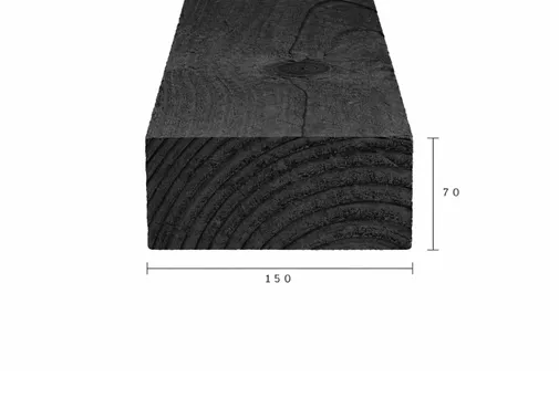 Balk Douglas hout 70x150mm fijnbezaagd zwart geïmpregneerd (gedompeld)