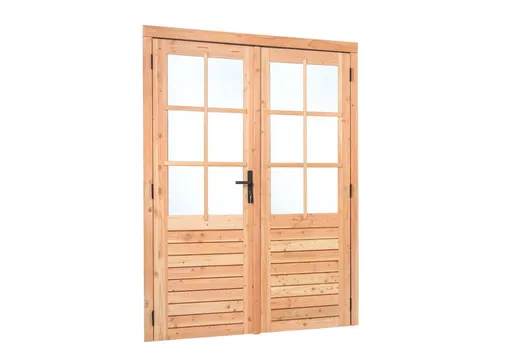 Dubbele deur Douglas 6-ruits - buitenmaat 185x205cm incl. zwart beslag