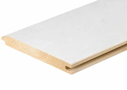 Dakbeschot Vuren 25x200 (werkend 20x180mm) mes en groef geschaafd wit gespoten RAL 9010 