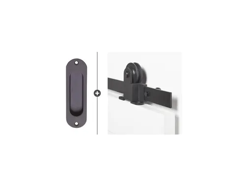Schuifdeur systeem Foxtrot zwart 200cm met deurkom Brent mat zwart