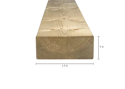 Balk Vuren 75x175mm (70x170mm netto) geschaafd geïmpregneerd 
