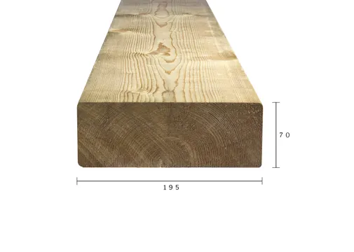 Balk Vuren 75x200mm (70x195mm netto) geschaafd geïmpregneerd