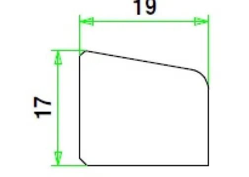 Glaslat C1 Meranti 17x19mm (bovenzijde afgeschuind) Komo 80mu wit gegrond per 10 stuks