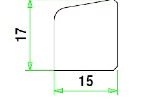 Glaslat D1 Meranti 17x15mm (bovenzijde afgeschuind) Komo 80mu wit gegrond per 10 stuks