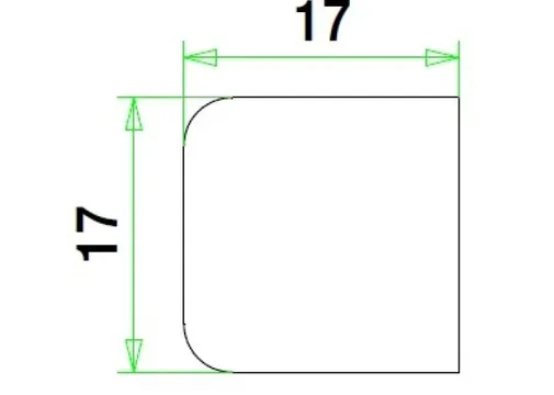 Glaslat F1 Meranti 17x17mm (rechthoekig met 1 afgeronde hoek) 80mu wit gegrond per 10 stuks