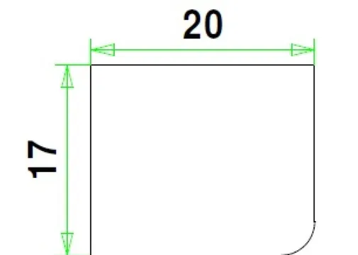 Glaslat F2 Meranti 17x20mm (rechthoekig met 1 afgeronde hoek) Komo 80mu wit gegrond per 10 stuks