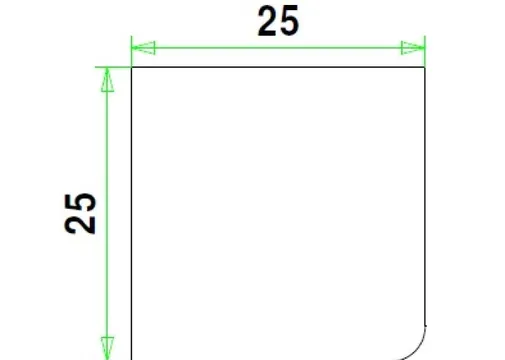 Glaslat F5 Meranti 25x25mm (rechthoekig met 1 afgeronde hoek) Komo 80mu wit gegrond per 10 stuks