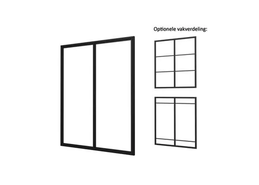 Industriële glaspui 178,5x224cm zwart RAL 9005