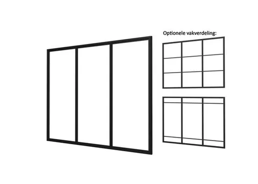Industriële glaspui 278,5x224cm zwart RAL 9005