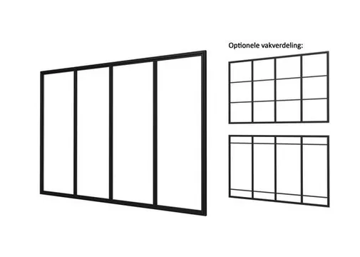Industriële glaspui 328,5x224cm zwart RAL 9005