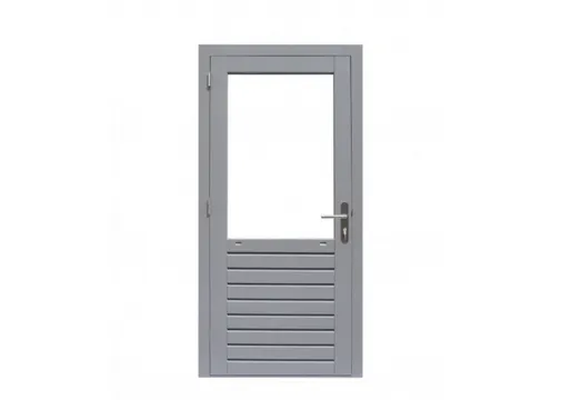 Deur Meranti linksdraaiend buitenmaat 109x221cm met glas en RVS deurbeslag gegrond