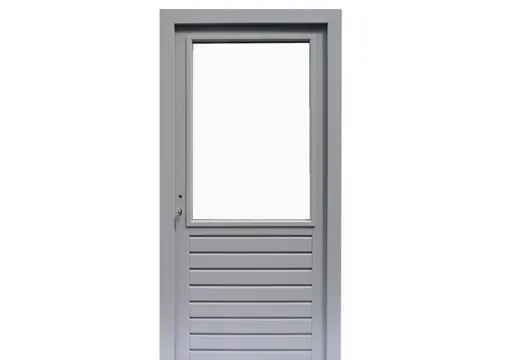 Deur Meranti linksdraaiend buitenmaat 109x221cm met glas en RVS deurbeslag gegrond