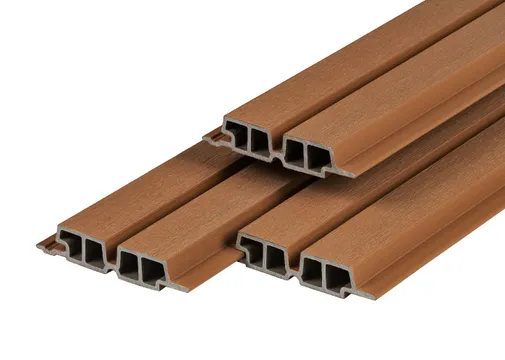 Dubbel Rhombus profiel houtcomposiet 33x170mm (werkend 140mm) - Teak (warm bruin) 