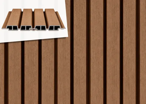 Dubbel Rhombus profiel houtcomposiet 33x170mm (werkend 140mm) | Teak (warmbruin)