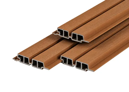 Dubbel Rhombus profiel houtcomposiet 33x170mm (werkend 140mm) | Teak (warmbruin)