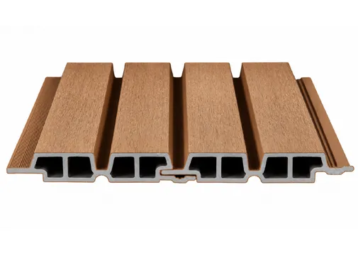 Dubbel Rhombus profiel houtcomposiet 33x170mm (werkend 140mm) | Teak (warmbruin)