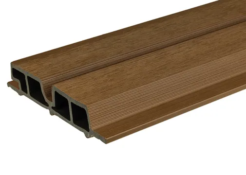 Dubbel rhombus profiel houtcomposiet 30x158mm (werkend 140mm) Teak