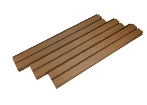 Dubbel rhombus profiel houtcomposiet 30x158mm (werkend 140mm) Teak