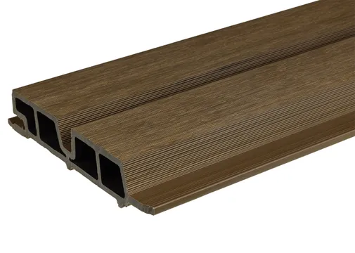 Dubbel rhombus profiel houtcomposiet 30x158mm (werkend 140mm) walnoot