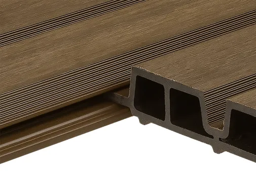 Dubbel rhombus profiel houtcomposiet 30x158mm (werkend 140mm) walnoot
