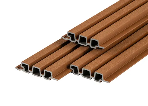 Triple Rhombus profiel houtcomposiet 33x170mm (werkend 140mm) | Teak (warmbruin)
